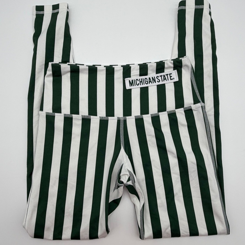 Game‎ by Ross Michigan State Spartans Striped Leggings Womens Small MSU